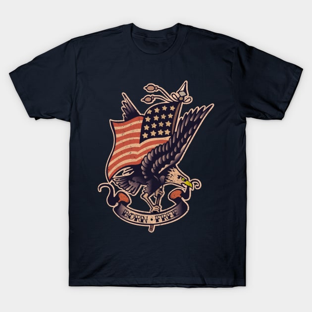 Vintage Tattoo Eagle and American Flag T-Shirt by BOEC Gear